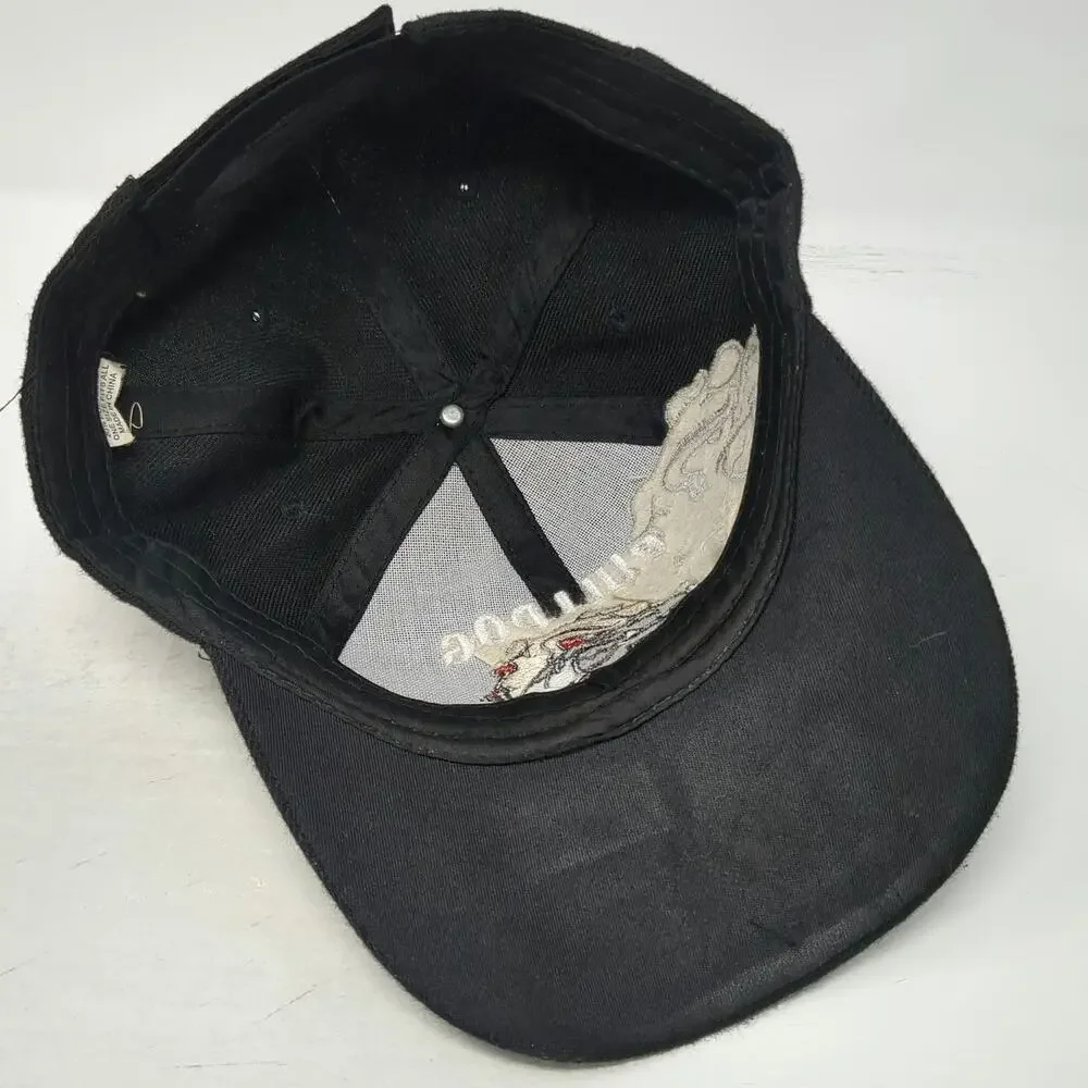 Black Baseball Cap One Size Bulldog Mascot Embroidered Strapback Adjustable Hat